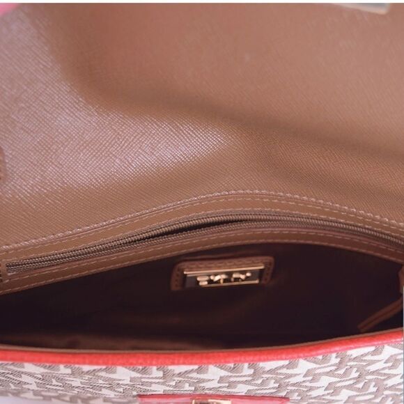 𝅺DKNY Red Monogram Clutch Shoulder Bag Purse - Picture 6 of 7